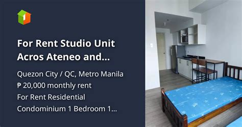 Studio For Rent in Katipunan, Metro Manila .